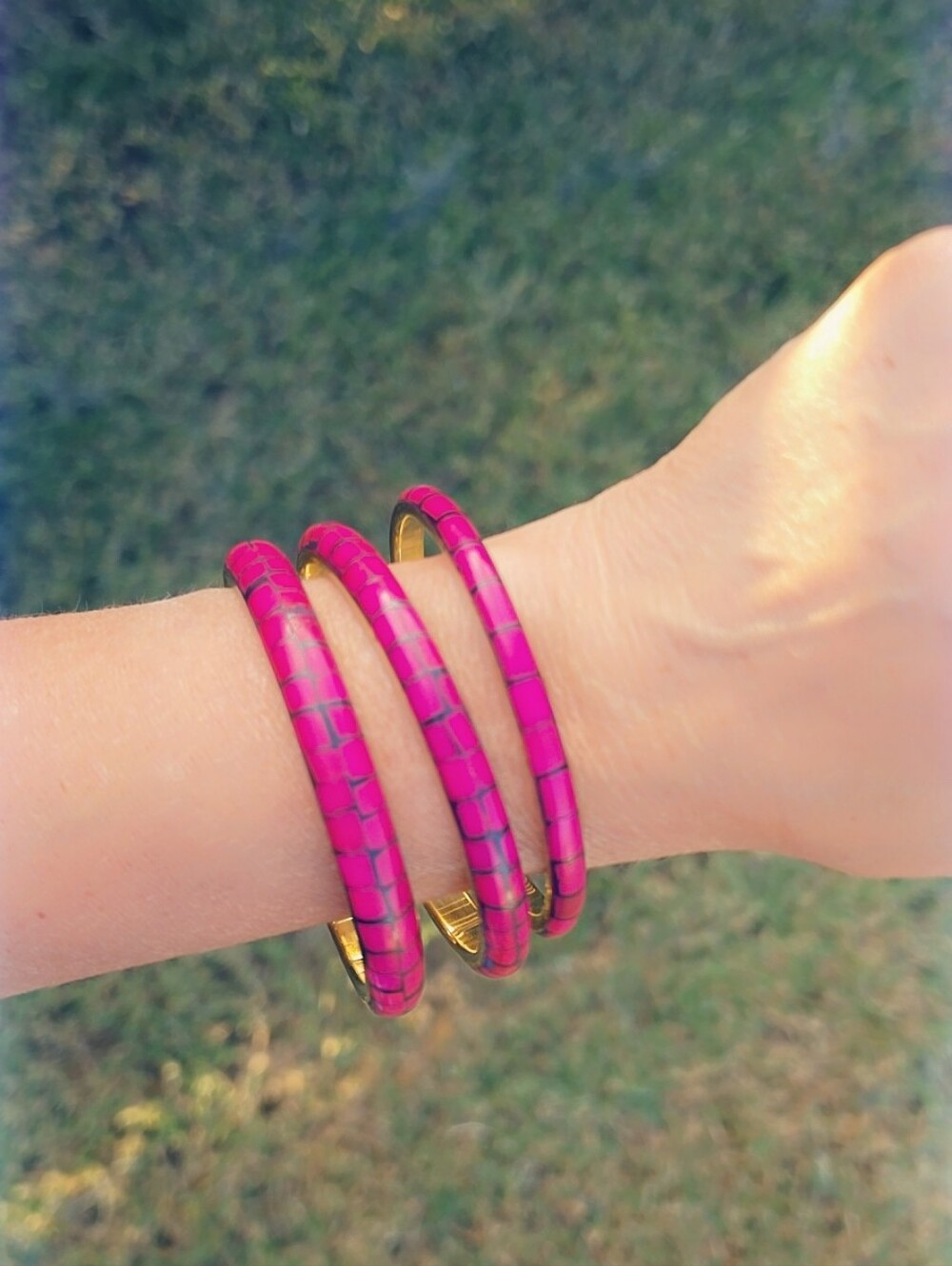 Set Of 3 Bone Inlay Bracelets